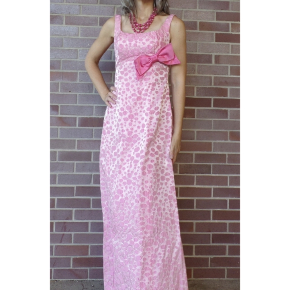 pink JACKIE O GOWN long maxi dress prom party 60's 1960's S